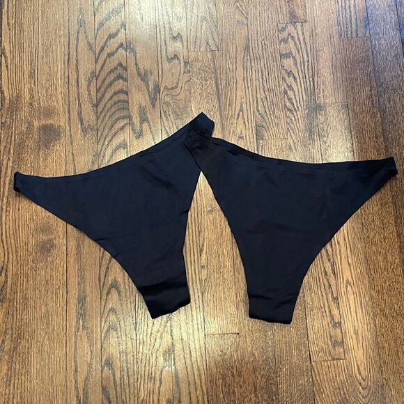 New Free People HAH High End Eco Thong Panties Set of 2 XL Black B-1252 - Picture 3 of 3